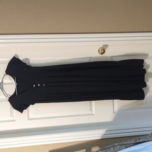 See You Monday Black Maxi Dress with Button Detail